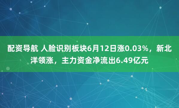 配资导航 人脸识别板块6月12日涨0.03%，新北洋领涨，主力资金净流出6.49亿元