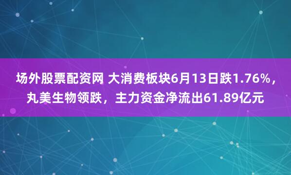 场外股票配资网 大消费板块6月13日跌1.76%，丸美生物领跌，主力资金净流出61.89亿元
